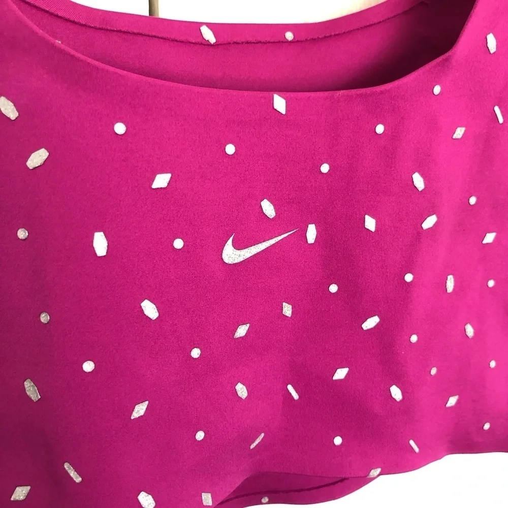 Magenta and Silver Nike BTQ Gems Unlined Crop Top Size S